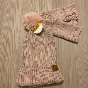 C & C California Knit 2-Piece Beanie Fingerless Glove Set